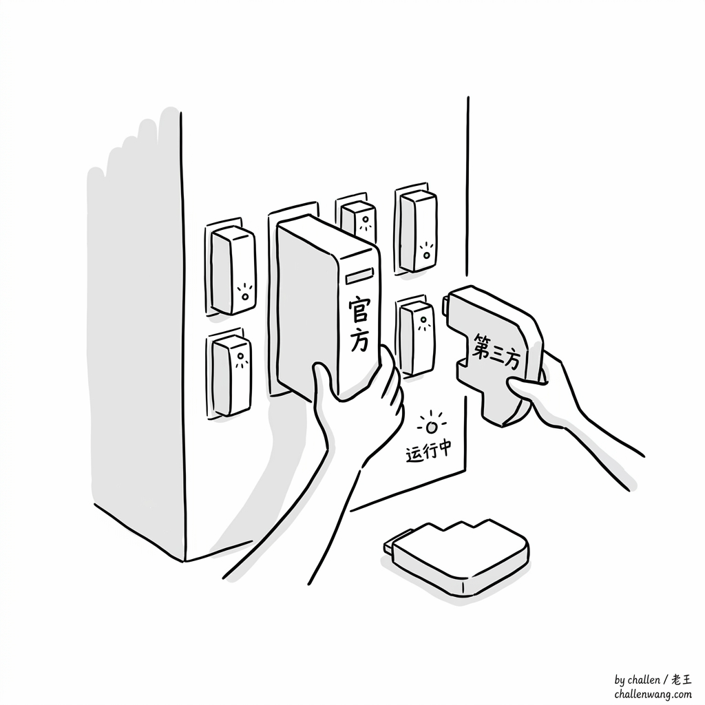 插图：官方核心模块也可以被拔下来换成第三方实现，机器照常运转