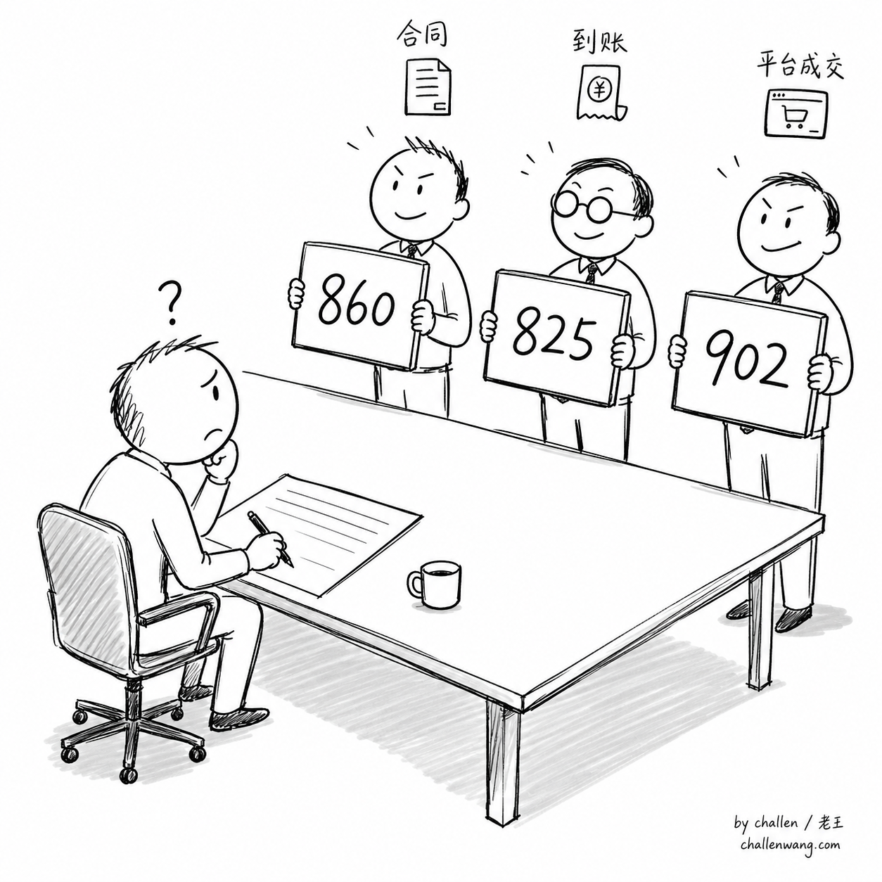 插图：季度会上同一个指标，三个总监给出三个都对却合不到一起的答案
